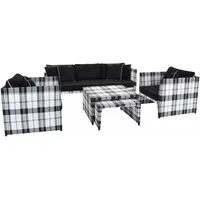 Set/5 Sitzgruppe Gartenmöbel-Set wetterfest aus Poly-Rattan 5 Personen (Weiß)