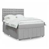 vidaXL Boxspringbett mit Matratze Hellgrau 140x200 cm Stoff