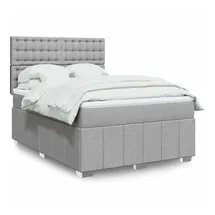 vidaXL Boxspringbett mit Matratze Hellgrau 140x200 cm Stoff