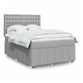 vidaXL Boxspringbett mit Matratze Hellgrau 140x200 cm Stoff