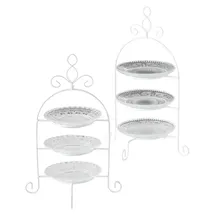 Boltze Etagere Madita 3 Ebenen Glas H 37cm Ø 23cm klar - Weiß