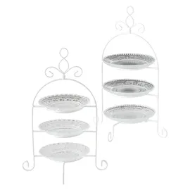 Boltze Etagere Madita 3 Ebenen Glas H 37cm Ø 23cm klar - Weiß