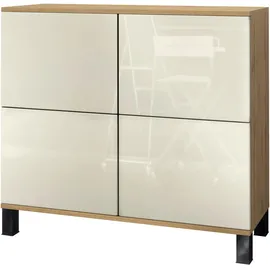 Vladon Rova 92,5 x 84,5 x 35 cm Gelb / Creme Hochglanz
