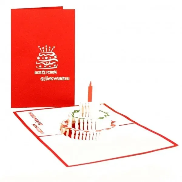 Colognecards Pop-Up Karte Torte rot
