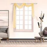 Whakano 1 Stück Querbehang Freihanddeko,Transparentem Gardinen Schals Voile,in 21 Farben erhältlich,Gardinen Tüll,Dekoschals,Vorhangschal für Fotografie Party Hochzeit Taufe,90cmx400cm,Beigegelb
