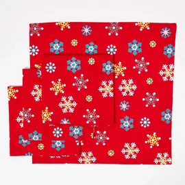 Homescapes Stoffservietten rot Schneeflocken Set 4 Tlg 100% Baumwolle
