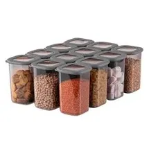 hermiaconcept Vorratsdosenset anthrazit 10 x 10 x 16,5 cm 1,2 l 12-teilig