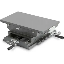 EBERTH Kreuztisch aus Gusseisen und Stahl, 200x360mm, Arbeitshöhe 120mm, 2-Achsen Schraubstock für Bohrarbeiten, für Bohrmaschine und Werkbank