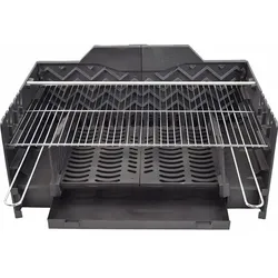 OutInFire Gartengrill, eingebauter Holzkohlegrill aus Gusseisen