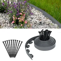 YUENFONG Beeteinfassung Rasenkante aus Kunststoff Flexible Beetumrandung Mähkante Palisade mit 60 Erdanker Länge 20m, Grau