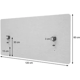 Mendler Akustik-Tischtrennwand HWC-G75, Büro-Sichtschutz Schreibtisch Pinnwand, doppelwandig Stoff/Textil ~ 60x120cm braun