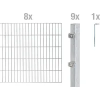 GAH Alberts Alberts Komplettset Doppelstabmattenzaun Feuerverzinkt, 2 m Matten, Höhe 200 cm, Länge 16 m