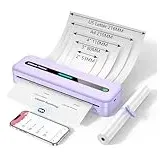 ASprink Mobiler Drucker, Thermodrucker A4 M832 Tragbarer Drucker Nur Thermopapier, 300DPI Bluetooth Portable Printer A4 für Unterwegs Kompatibel mit Android und iOS - Lila
