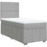 vidaXL Boxspringbett mit Matratze Hellgrau 100x200 cm Stoff