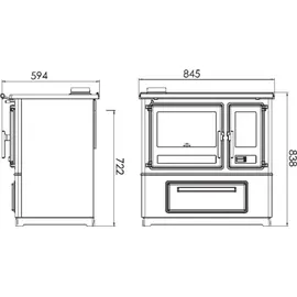 Plamen EEK A+ Küchenofen Slavonac N weiß 8 kW (linke Ausführung)