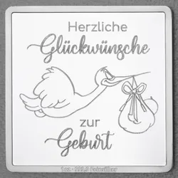 Silberbarren 1oz Zur Geburt Gravurbarren quadratisch