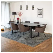 Home Deluxe Essgruppe Eckig AVENCIA inkl. U-Fuß - 240 x 120 cm Dark Oak, (7-tlg), MDF Esstisch mit U-Fuß & Esszimmerstühle für Esszimmer & Wohnzimmer grau
