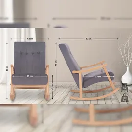 CLP Schaukelstuhl Saltillo Samt natura/grau