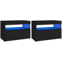 VidaXL Nachttisch LED-Leuchten 2 Stk Schwarz 60x35x40cm Holzwerkstoff