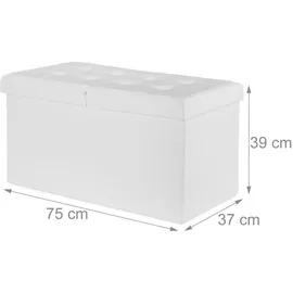 Relaxdays Sitzbank Truhenbank Weiß 110 x 40 x 48 cm