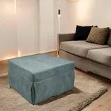 Dmora Puof in ein Einzelbett umwandelbar, Made in Italy, Klappbett, Pouf mit abnehmbarem, platzsparendem Stoff für das Wohnzimmer, 78x78 / 195h45 cm, Hellblau