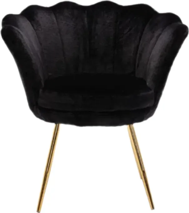 chairus Samt-Akzentstuhl, moderner Petal-Sessel mit goldenen Beinen, gepolsterter Loungestuhl für Wohnzimmer/Schlafzimmer, Schwarz