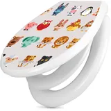 banjado Familien WC Sitz mit Absenkautomatik 44,9x37,1cm - Klobrille mit Kindersitz aus hochwertigem Polypropylen - Toilettendeckel mit Kinder Toilettensitz integriert - Motiv Freunde