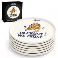 Grillx Keramik Pizzateller - Set mit 6 Stück - 33 Zentimeter Durchmesser - Pizza Zubehör