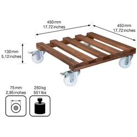 Wagner Pflanzenroller Gigant 45 x 45 cm Holz braun