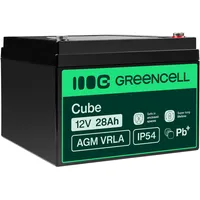 Green Cell AGM 12V 28Ah Akku VRLA Blei-Batterie Bleiakku Ersatzakku Gelakku Akkubatterie Zyklenfest Unbemann Caravan, Photovoltaik, Rollstuhl, Solarspeicher, Solarpanel, Wohnwagen