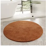 Homie Living Badematte Porto Azzurro, Höhe 30 mm, rutschhemmend beschichtet, fußbodenheizungsgeeignet, schnell trocknend, Polyester, rund, Badteppich, uni, rechteckig & rund, waschbar, Badezimmerteppich orange rund | Ø 90 cm x 30 mm