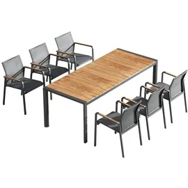 BEST Freizeitmöbel Paros Set 7-tlg. anthrazit/Teakholz