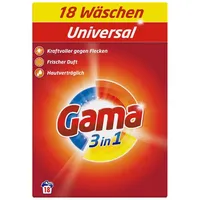 GAMA Gama Waschpulver Universal 3in1 für 18 WL Waschmittel 1,08kg (1er Pack Vollwaschmittel