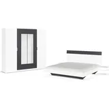 Rauch Schlafzimmer-Set "Monza", weiß (alpinweiß, graumetallic), Bett 180x200cm + ohne Matratze, B/H: 180cm x 200cm, Bett 180x200cm, Schlafzimmermöbel-Sets, mit Drehtürenschrank Breite 226 cm, Bettanlage in 2 Breiten