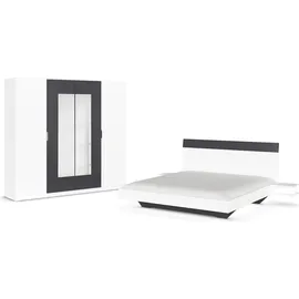 Rauch Schlafzimmer-Set "Monza", weiß (alpinweiß, graumetallic), Bett 180x200cm + ohne Matratze, B/H: 180cm x 200cm, Bett 180x200cm, Schlafzimmermöbel-Sets, mit Drehtürenschrank Breite 226 cm, Bettanlage in 2 Breiten