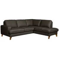 Ecksofa Fargo Leder Braun Dunkelbraun