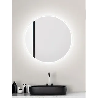 Talos LED Badspiegel rund Ø 60 cm - Badezimmer Wandspiegel mit Beleuchtung - feuchtraumgeeignet durch Aluminiumkorpus - Lichtfarbe Neutralweiß