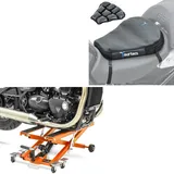 Set: Motorrad Hebebühne Midlift XL bis 500kg orange ConStands mit Motorrad Luftkissen Air Deluxe M sw