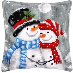 Kreuzstichkissen "Schneemann + Schneefrau"