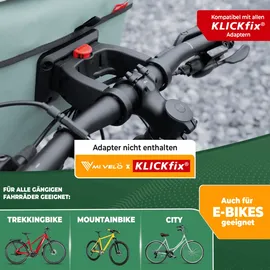 MIVELO Lenkertasche Fahrrad KLICKfix 100% wasserdicht - Fahrradtasche Lenker - abnehmbares Handyfach - Lenkertasche - Tasche Lenker - E-Bike tauglich (Grau)