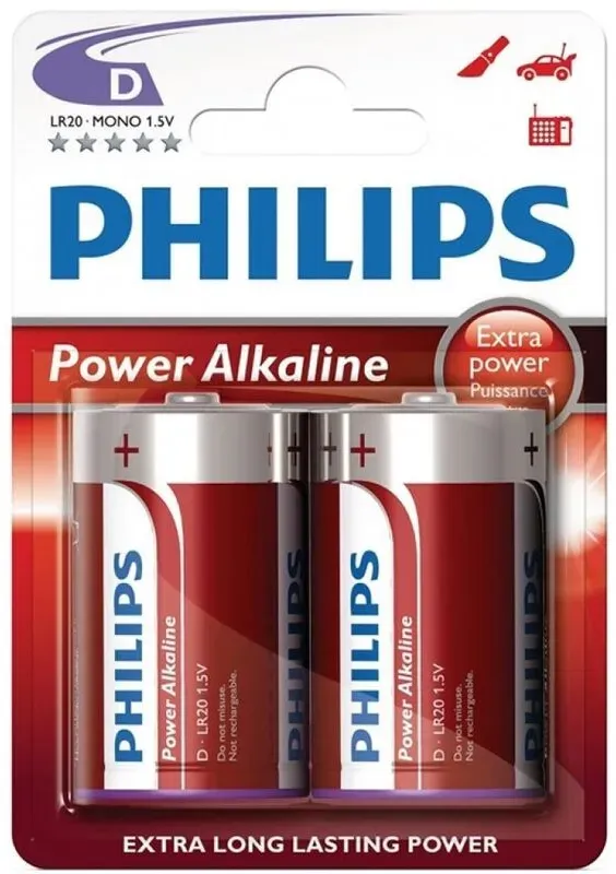 PHILIPS - POWER ALKALINE PILA D LR20 BLISTER * 2