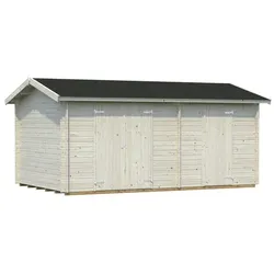 PALMAKO Blockbohlenhaus »Jari«, Holz, BxHxT: 550 x 251 x 300 cm (Außenmaße inkl. Dachüberstand) - braun