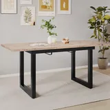 Flieks Esszimmertisch Rechteckig, Küchentisch Esstisch Ausziehbar, Holztisch Bartisch Stehtisch mit Metallbeinen, 140/180x80x75cm, Naturbelassen - Naturbelassen