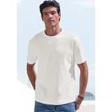 John Devin T-Shirt JOHN DEVIN "mit Struktur", Damen, Gr. M, weiß (sanftes weiß), Jersey, Obermaterial: 60% Baumwolle, 40% Polyester, unifarben, regular fit, Rundhals, abgesteppte Kante, Shirts T-Shirt, Rundhalsshirt mit Struktur aus Baumwoll-Mix