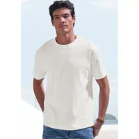 John Devin T-Shirt JOHN DEVIN "mit Struktur", Damen, Gr. M, weiß (sanftes weiß), Jersey, Obermaterial: 60% Baumwolle, 40% Polyester, unifarben, regular fit, Rundhals, abgesteppte Kante, Shirts T-Shirt, Rundhalsshirt mit Struktur aus Baumwoll-Mix