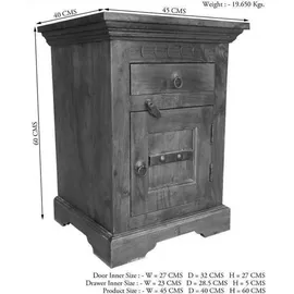 Massivmoebel24 Nachttisch Akazie 45x40x60 nougat lackiert Oxford #271