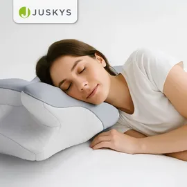 Juskys Nackenkissen 2er Set 40 x 80 cm Weiß/Grau