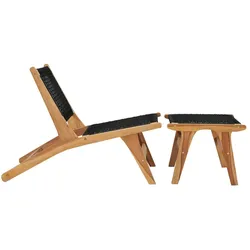 vidaXL Sonnenliege mit Fußablage Massivholz Teak und Seil