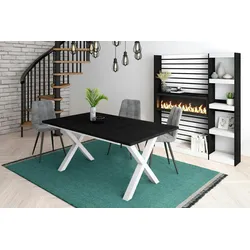 SKRAUT HOME Esstisch, 8 Plätze, 167x90x75cm, Robust und stabil dank seiner Zarge und massiven Beinen, Farbe Schwarz, Industriestil - T170BocXBL