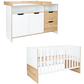 Arthur Berndt Babyzimmer, Set »Maxim« 2-teilig", Baby, Gr. B/H: 70cm x 140cm, weiß Holzwerkstoff, 1 Fächer, 2 Schubladen, 1x1x1 cm, Blauer Engel, Hergestellt in Deutschland, Babymöbel, Babyzimmer-Sets